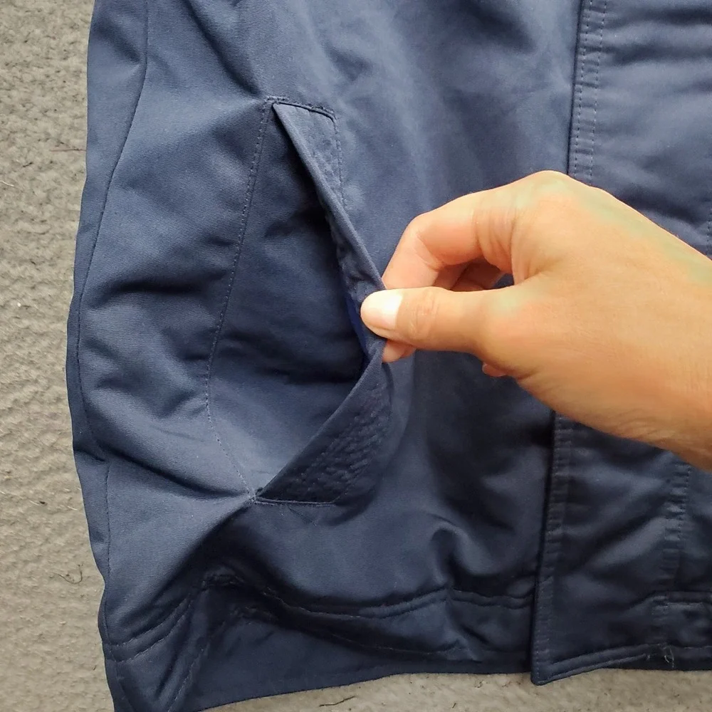 Hollister All-Weather Hooded Jacket Men S Navy Fleece Lined Hook & Loop Full Zip